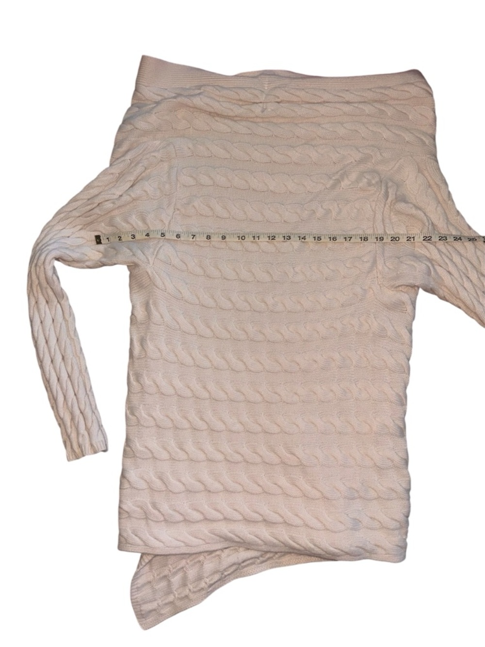 Cable Knit Cotton Blend Shawl Cardigan Sweater Asymmetrical One Size Med to 2x - Picture 8 of 16